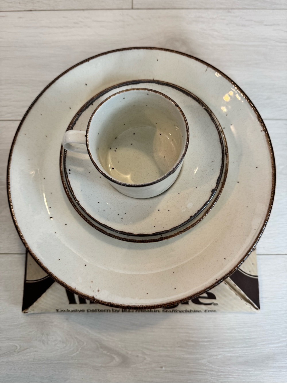 J&G Meakin "Lifestyle" Pattern 4 piece Place Setting New in Box - Discontinued
